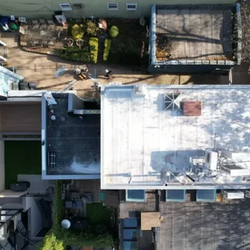 aerial view of the house for new roof repair